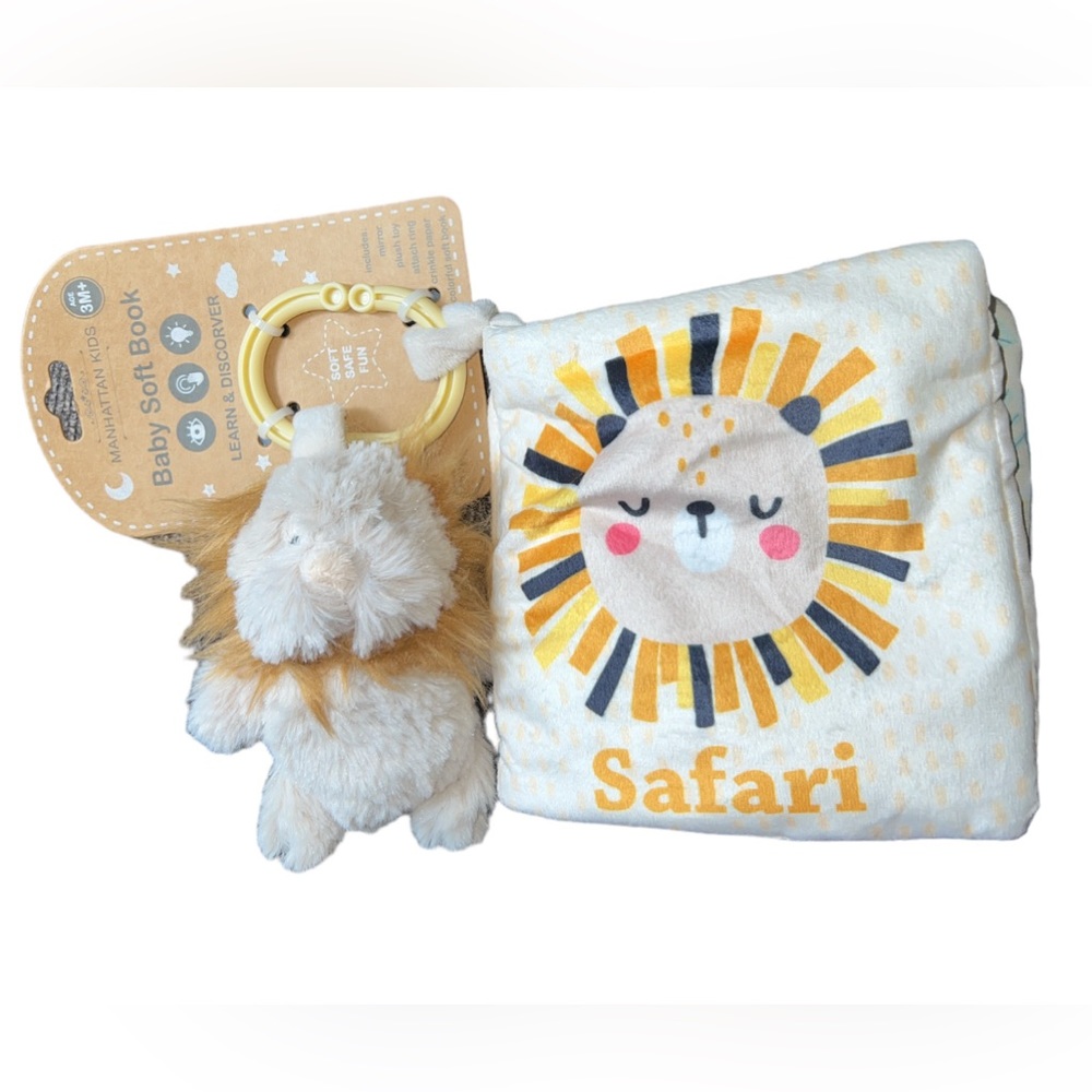 Manhattan Kids Safari Baby Soft Book Plush Lovey Toy